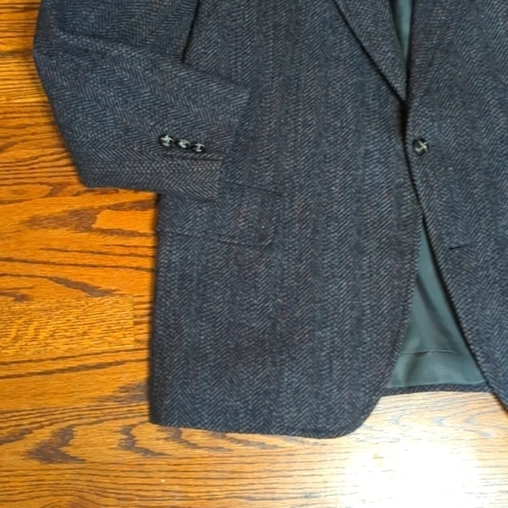 Vtg Pendleton Sports Coat quality heavy wool menswear print gray tweed Sz 46